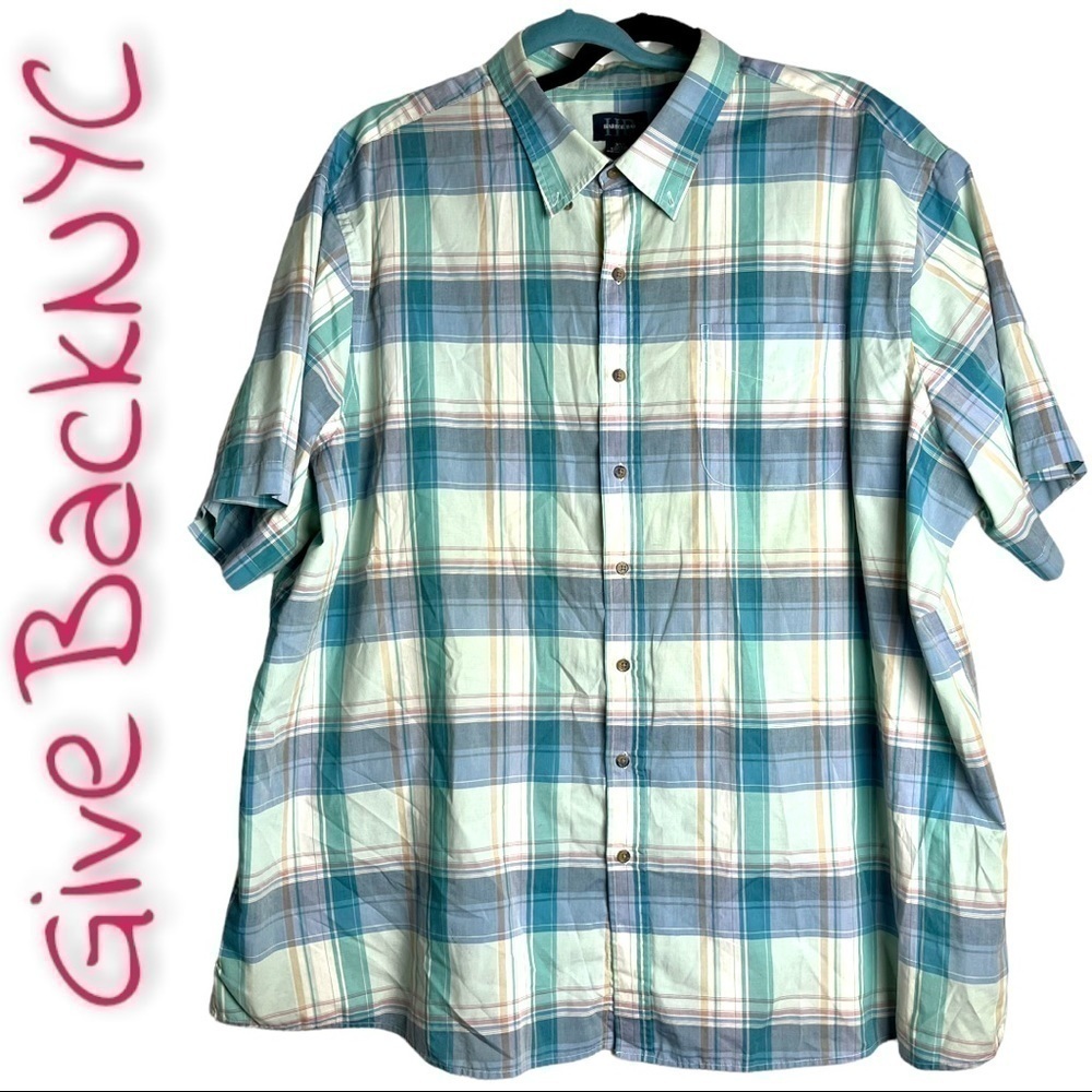 Harbor Bay Button Down short sleeve Shirt Plaid Size 3XL